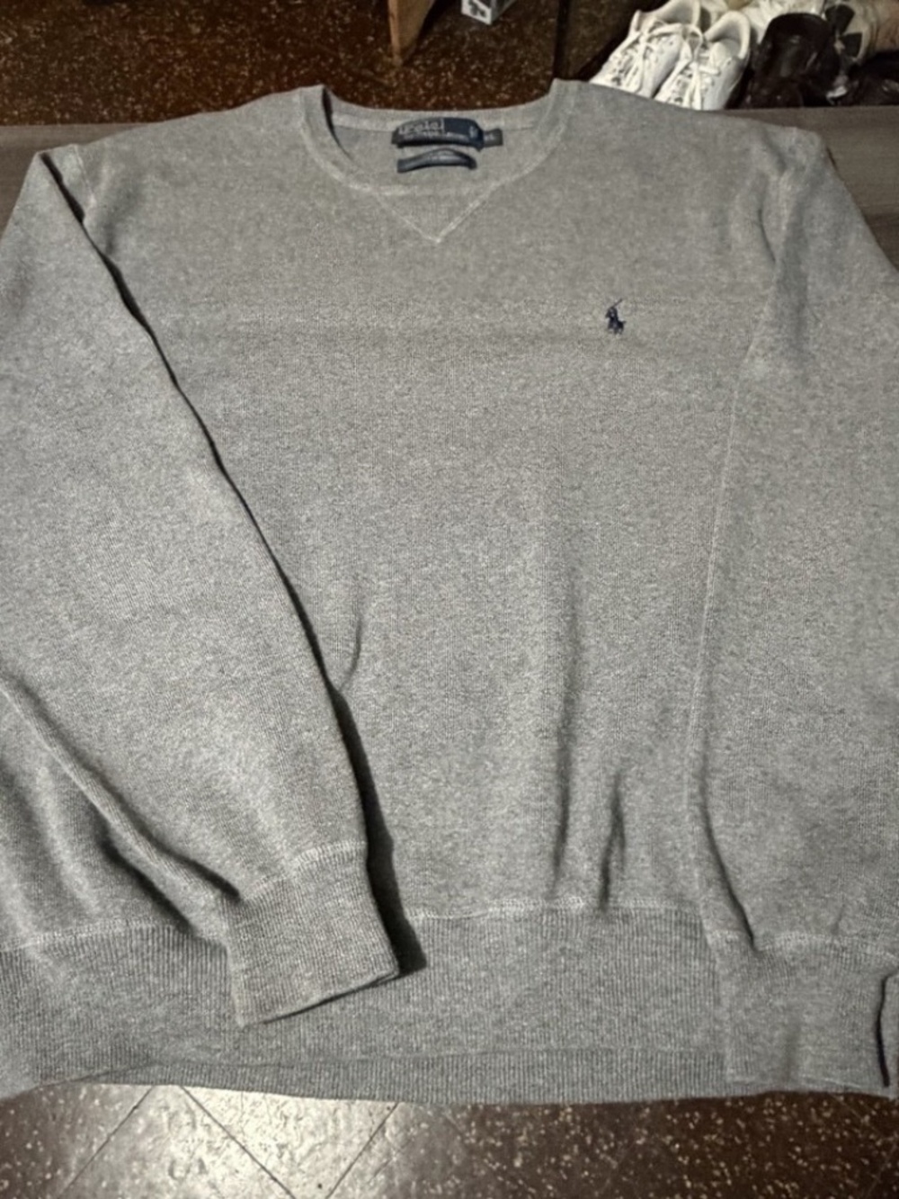 Polo Ralph Lauren Men’s Cotton Knit Sweater XL Charcoal Gray Prep Oxford Warm